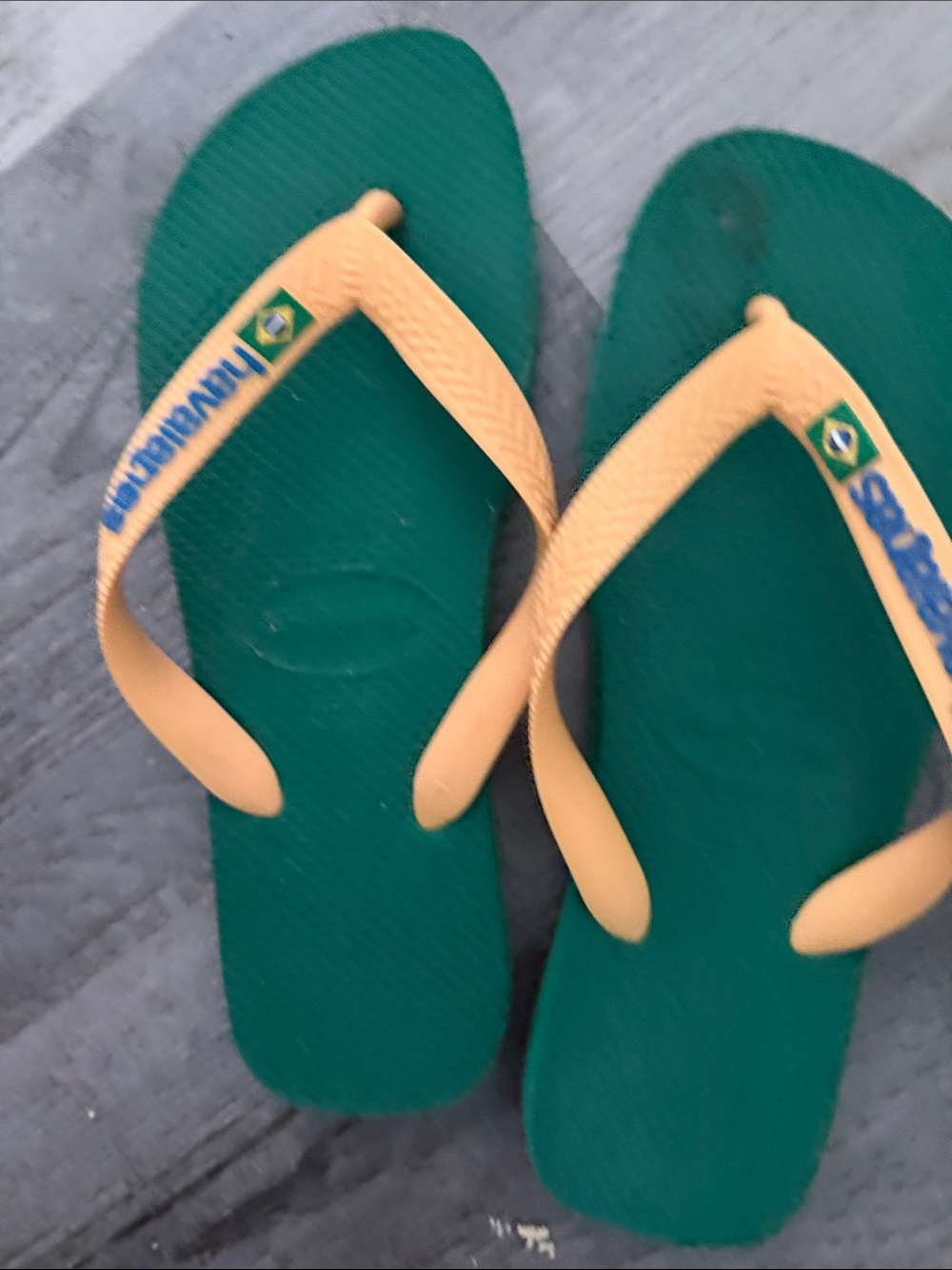 Havaianas Kids Green Footbed with Yellow Straps Flip Flops